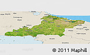 Satellite Panoramic Map of Las Tunas, shaded relief outside