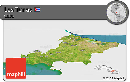 Satellite Panoramic Map of Las Tunas, single color outside