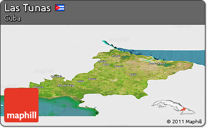 Satellite Panoramic Map of Las Tunas, single color outside