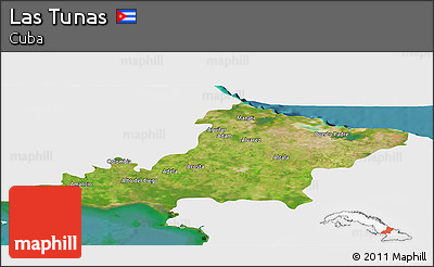 Satellite Panoramic Map of Las Tunas, single color outside