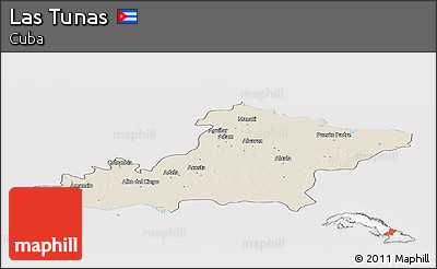 Shaded Relief Panoramic Map of Las Tunas, cropped outside