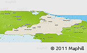 Shaded Relief Panoramic Map of Las Tunas, physical outside