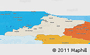 Shaded Relief Panoramic Map of Las Tunas, political outside