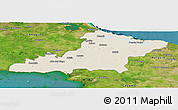 Shaded Relief Panoramic Map of Las Tunas, satellite outside