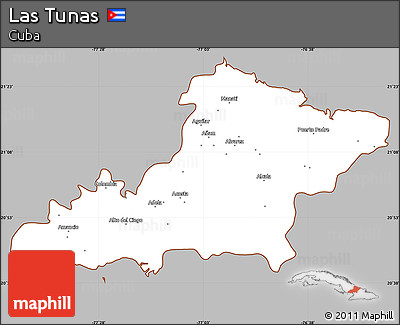 Gray Simple Map of Las Tunas, cropped outside