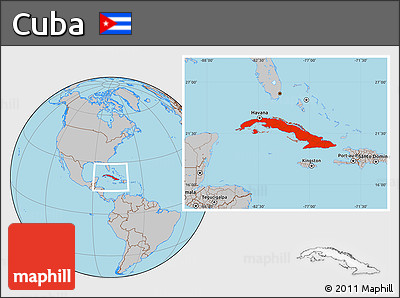 Gray Location Map of Cuba