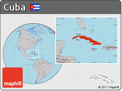 Gray Location Map of Cuba