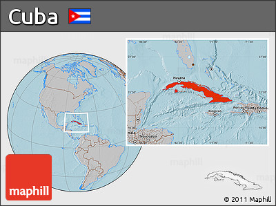 Gray Location Map of Cuba, hill shading