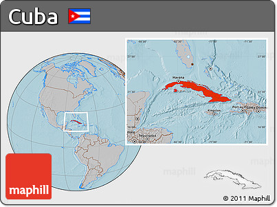 Gray Location Map of Cuba, hill shading