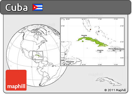 Physical Location Map of Cuba, blank outside