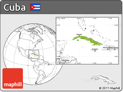 Physical Location Map of Cuba, blank outside