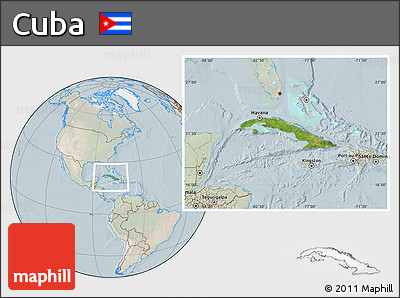 Satellite Location Map of Cuba, lighten
