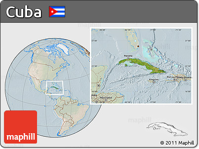Satellite Location Map of Cuba, lighten