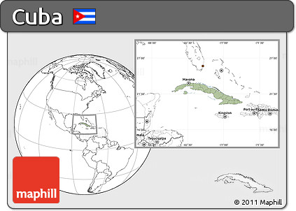 Savanna Style Location Map of Cuba, blank outside, hill shading inside