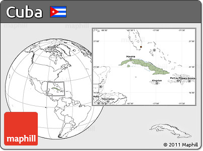 Savanna Style Location Map of Cuba, blank outside, hill shading inside