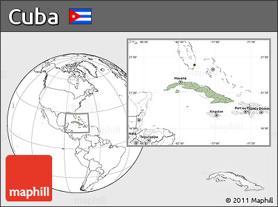 Savanna Style Location Map of Cuba, blank outside, hill shading inside
