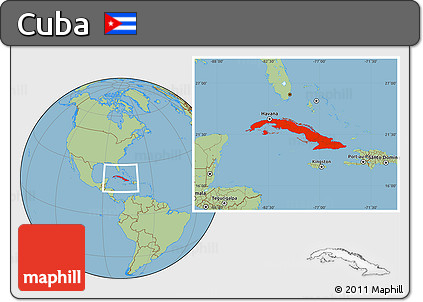 Savanna Style Location Map of Cuba