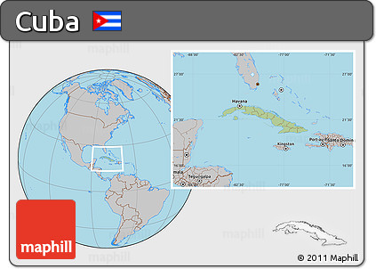 Savanna Style Location Map of Cuba, gray outside