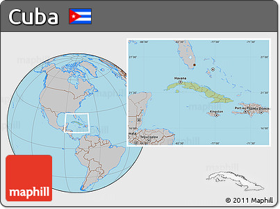 Savanna Style Location Map of Cuba, gray outside