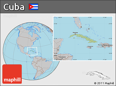 Savanna Style Location Map of Cuba, gray outside