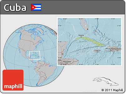 Savanna Style Location Map of Cuba, gray outside, hill shading outside