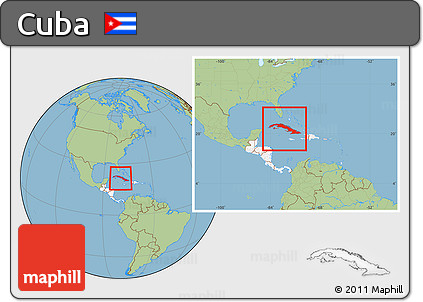 Savanna Style Location Map of Cuba, highlighted continent, within the entire continent