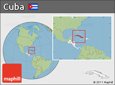 Savanna Style Location Map of Cuba, highlighted continent, within the entire continent