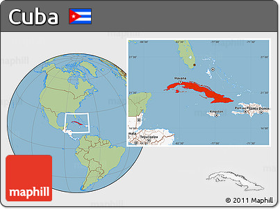 Savanna Style Location Map of Cuba, highlighted continent