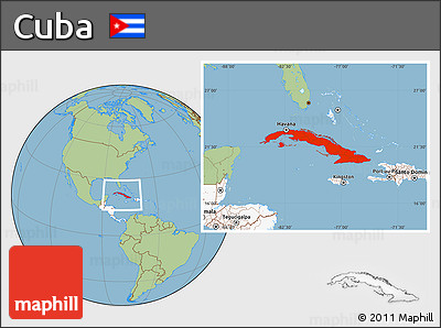 Savanna Style Location Map of Cuba, highlighted continent