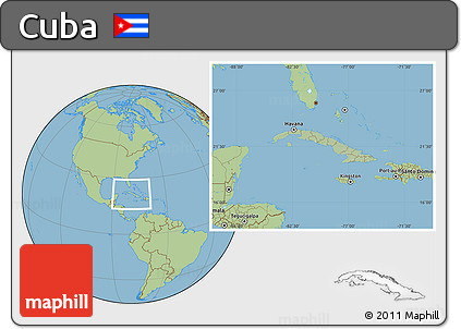 Savanna Style Location Map of Cuba, hill shading inside