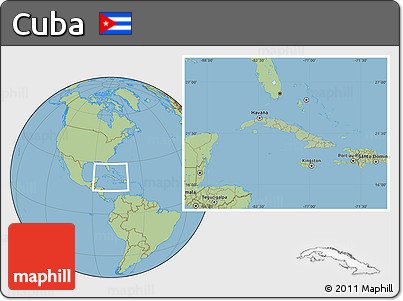 Savanna Style Location Map of Cuba, hill shading inside