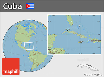 Savanna Style Location Map of Cuba, hill shading inside