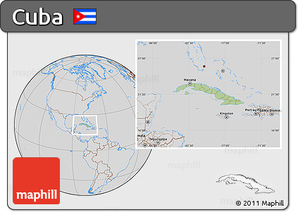 Savanna Style Location Map of Cuba, lighten, desaturated