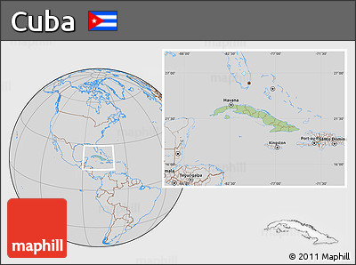 Savanna Style Location Map of Cuba, lighten, desaturated