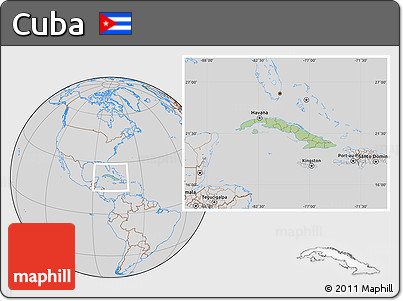 Savanna Style Location Map of Cuba, lighten, desaturated