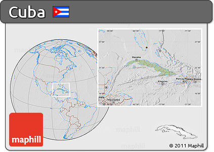 Savanna Style Location Map of Cuba, lighten, desaturated, hill shading