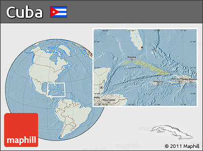Savanna Style Location Map of Cuba, lighten, land only, hill shading