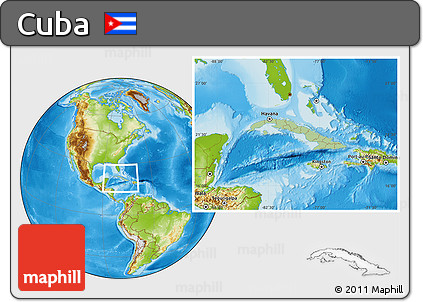 Savanna Style Location Map of Cuba, physical outside