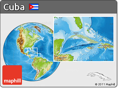 Savanna Style Location Map of Cuba, physical outside