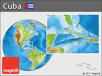 Savanna Style Location Map of Cuba, physical outside