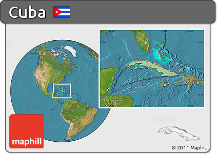 Savanna Style Location Map of Cuba, satellite outside