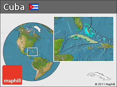 Savanna Style Location Map of Cuba, satellite outside