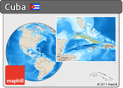 Savanna Style Location Map of Cuba, shaded relief outside