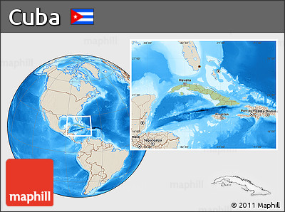 Savanna Style Location Map of Cuba, shaded relief outside