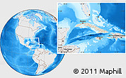 Shaded Relief Location Map of Cuba, lighten, desaturated, land only