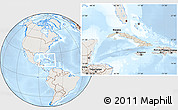 Shaded Relief Location Map of Cuba, lighten