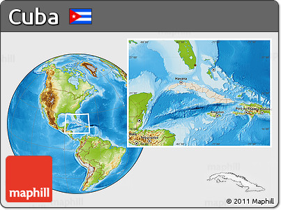 Shaded Relief Location Map of Cuba, physical outside