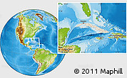 Shaded Relief Location Map of Cuba, physical outside