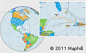 Shaded Relief Location Map of Cuba, political outside