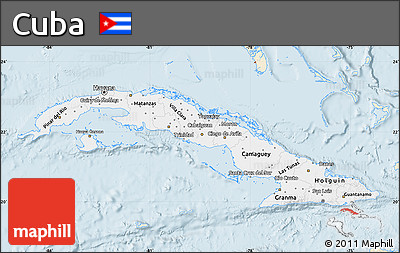 Classic Style Map of Cuba, single color outside